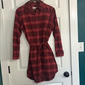 Carve Designs Red and Black Buttoned Tie Front Dress